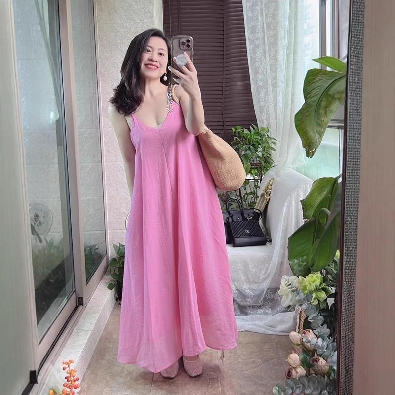 Pink Fairy Sling Dress - Women’s 2025 French Style Summer Long Dress
