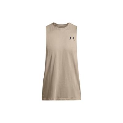 Pull sans manches ample avec imprimé logo et fentes latérales Homme Tops Kaki 1329286-203