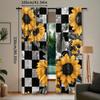 2pcs   Black And White Checkerboard Sunflower Printed Curtains   Curtains Rod Pocket Window Treatment for Bedroom Living Room Kitc