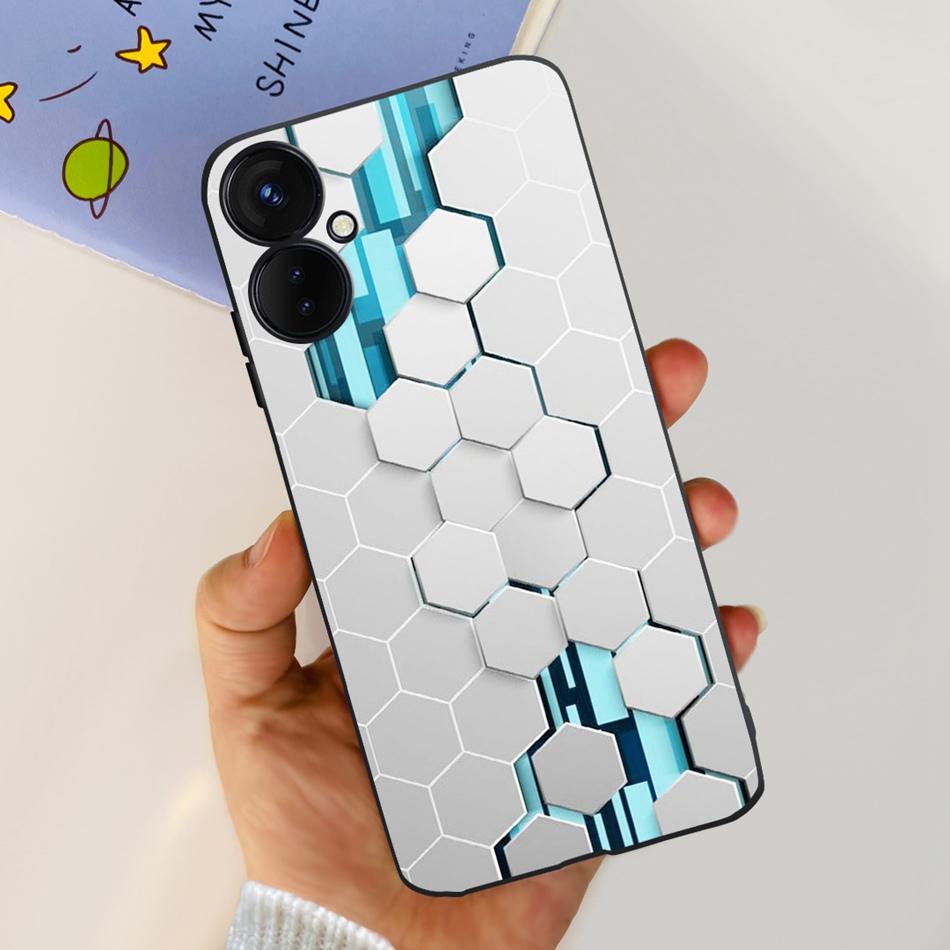 For Tecno Spark 9 Pro KH7 KH7n Cute Cartoon Phone Case For Tecno Spark 9Pro Black Silicone Soft TPU Cases