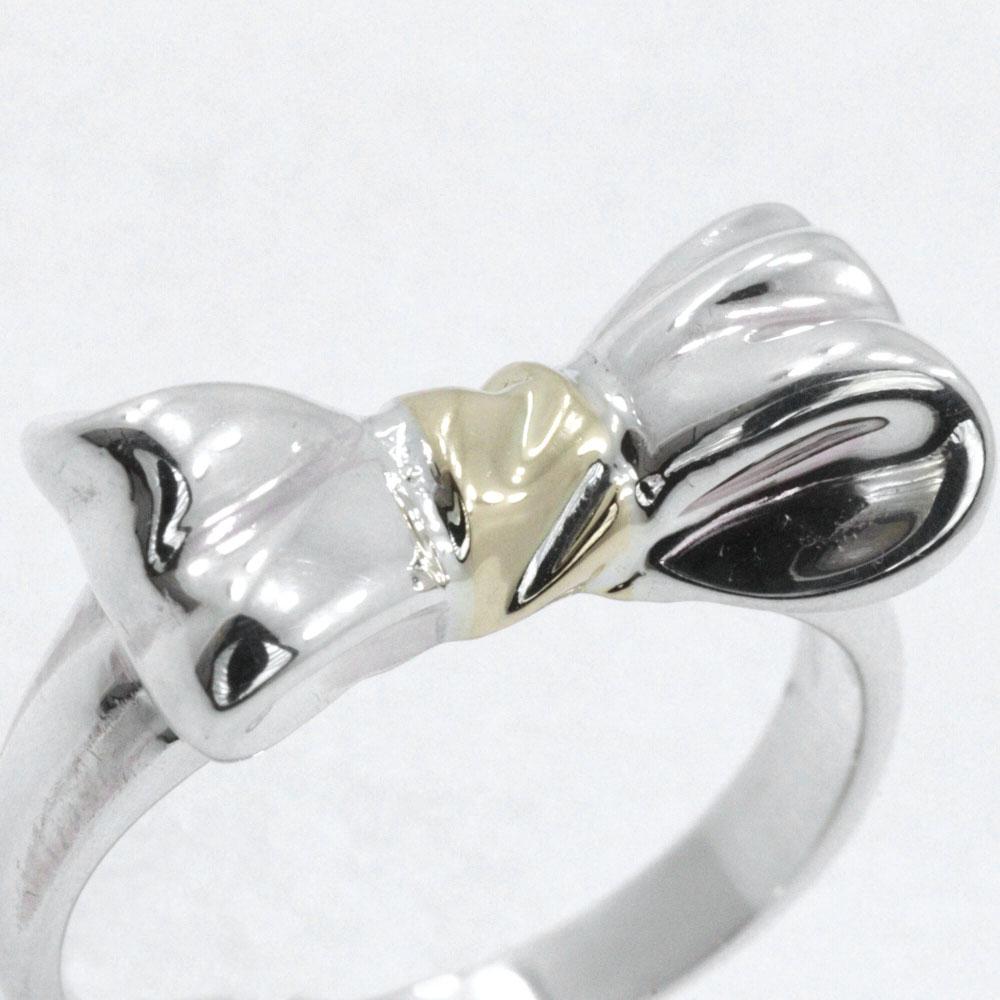 TIFFANY&Co. Ribbon Motif Ring K18 Yellow gold/Silver925 #4.9(US Size) Ribbon 3.4g Women Used