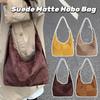 Large Capacity Suede Matte Hobo Bag Zipper Female Tote Bag Cute Vintage PU Crossbody Bag  Students