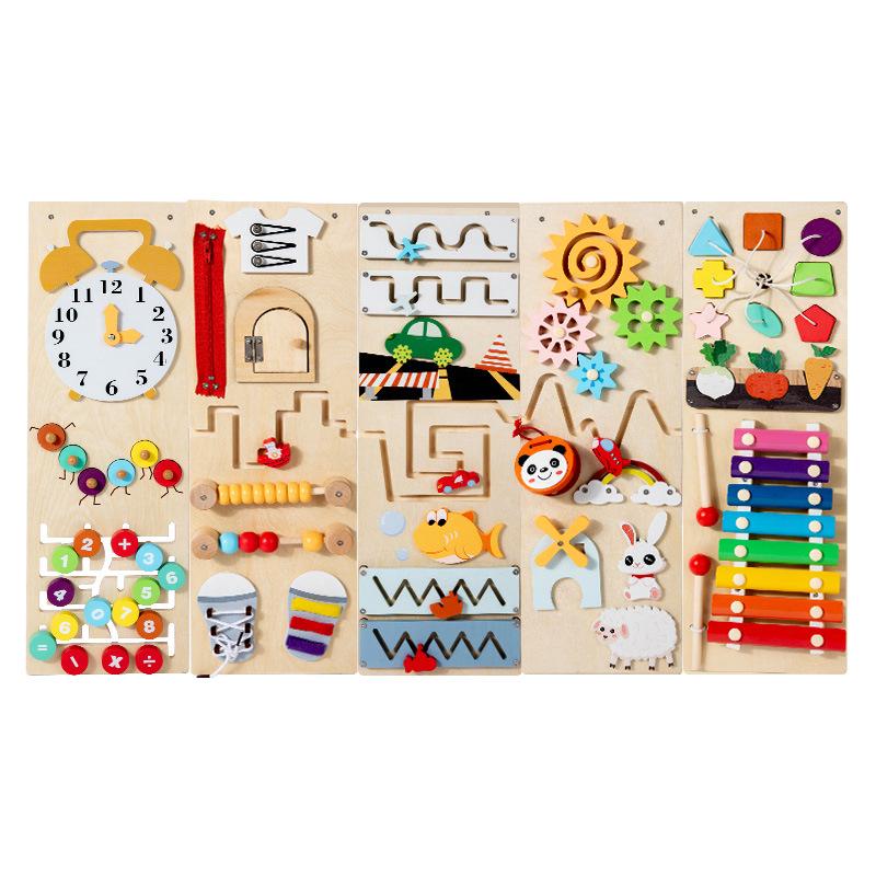 Early Learning Multifunctional Wall Game: Children's Cognitive and Motor Skills Busy Board Toy