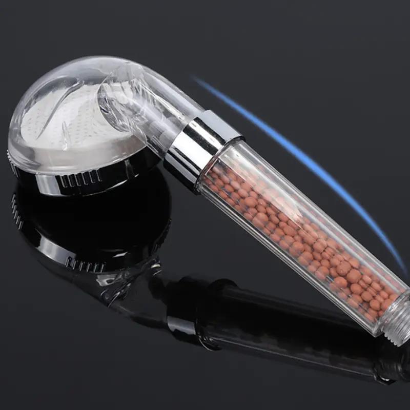1pc Filtered Shower Head ABS High Pressure Water Saving Spray Handheld Clear Showerheads with With Filter Beads for Bathroom