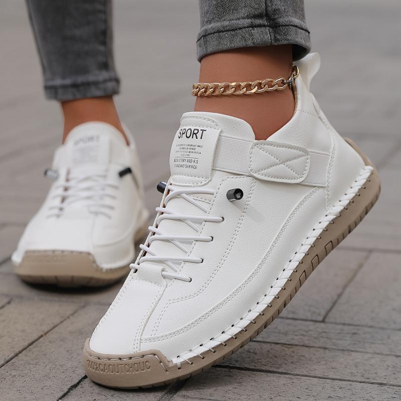 Flat Bottom Casual Shoes Women's Style Round Toe Ultra Leather Material Comfortable Insole Anti Slip Rubber Outsole