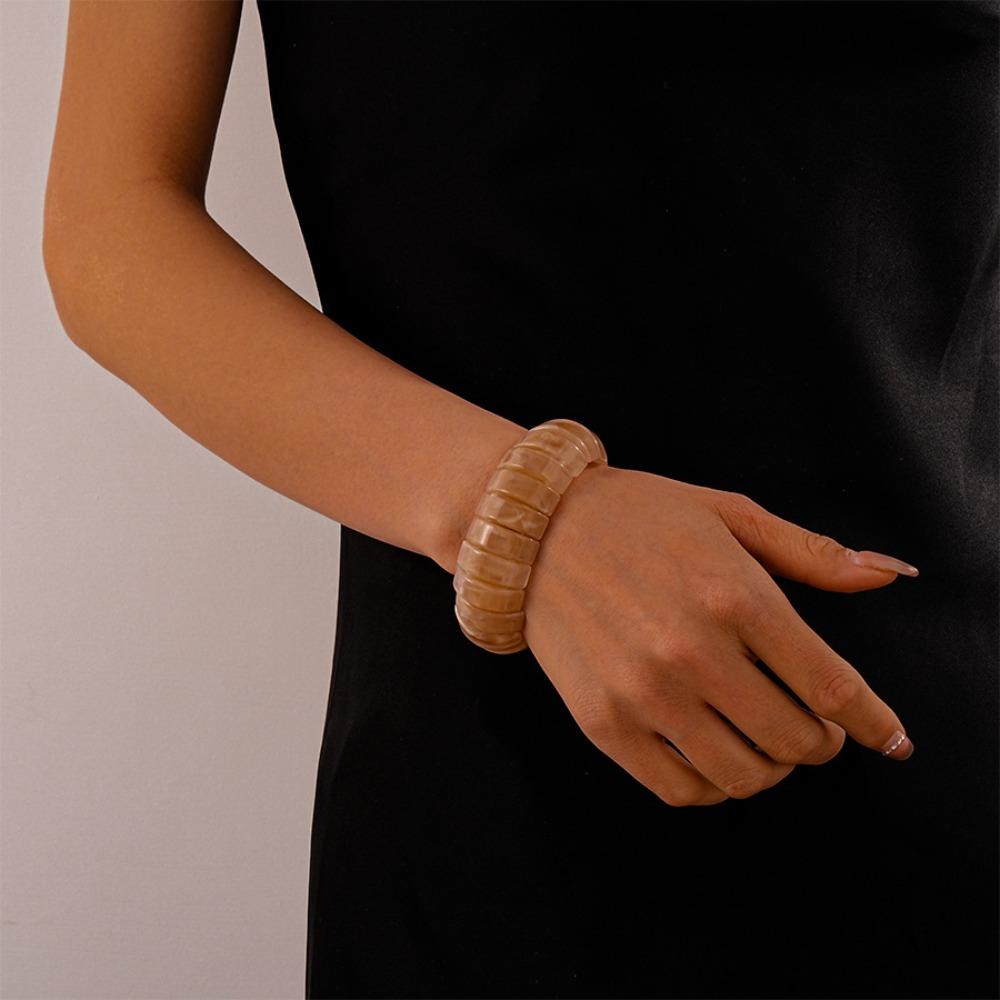 Wide Rectangle Irregular Wide Bracelet Bohemian Retro Hand Ring Acrylic Bangle  Lady Girls