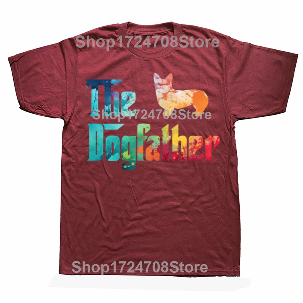 Funny The Dogfather T Shirts Summer Style Graphic Cotton Streetwear Short Sleeve Corgi Lovers Dad Gifts Tshirt Mens Clothing
