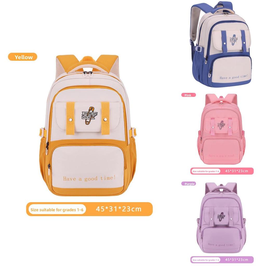 Junior High School Girls Backpack With Waterproof Nylon Material And Padded Air Cushion Straps For Education