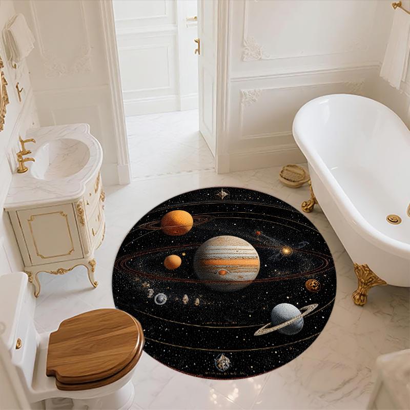Solar System Pattern Round rug,Carpet Rug for Living Room Bedroom Sofa Playroom Decor,Non-slip Floor Mat,Holiday Gifts and Birthday Gifts.
