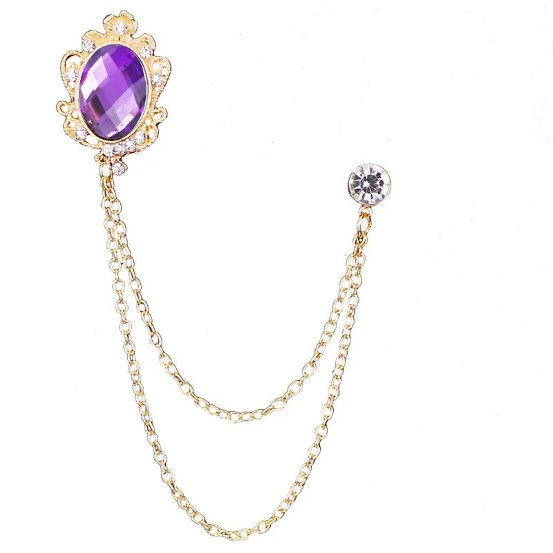 i-Remiel Fashion New Crystal Tassel Chain Brooches Personality Suit Badge Dress Corsage Brooch Jewelry Luxury Men Accessories