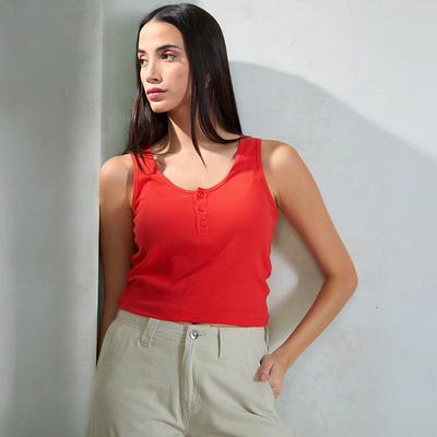 Virgio Damen Cropped Ärmelloses Slim Fit Scoop Top