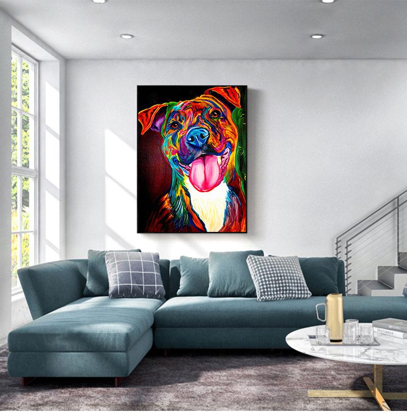 Colourful Abstract Dog Animal Print Canvas Painting Animal Posters and Prints Wall Pictures for Room Decoracion No Frame