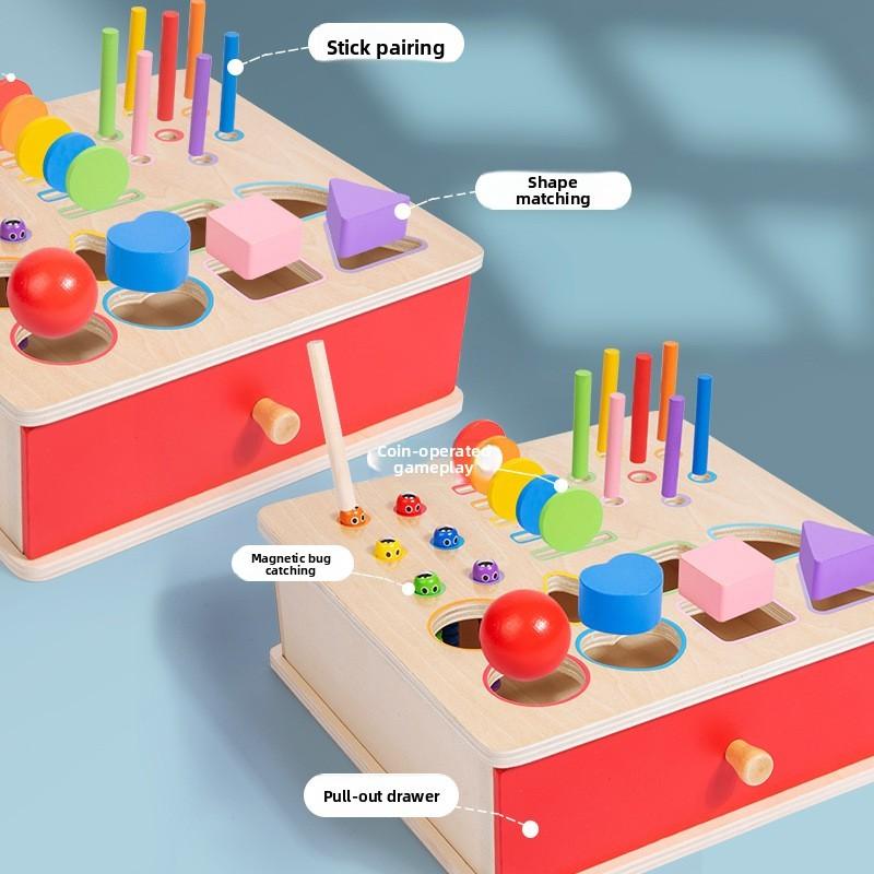 Montessori Sorting Box Wooden Educational Toy For Toddler Learning Colors Shapes