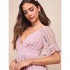 Export Single Lu Home Fairy Mesh Pink and Beautiful Elegance Graceful and Fashionable Short Sleeve Dress Casual Holiday Swing
