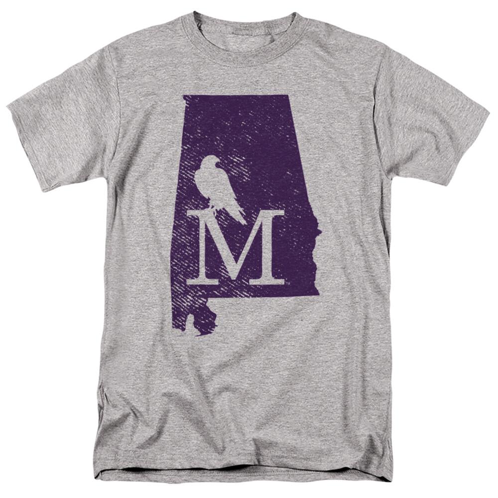 University of Montevallo Adult T-Shirt State Shape, Athletic Heather, S-5XL S разноцветный
