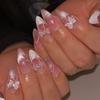 Manicure Long Almond False Nails French Detachable Fake Nails Aurora Press On Nails Women