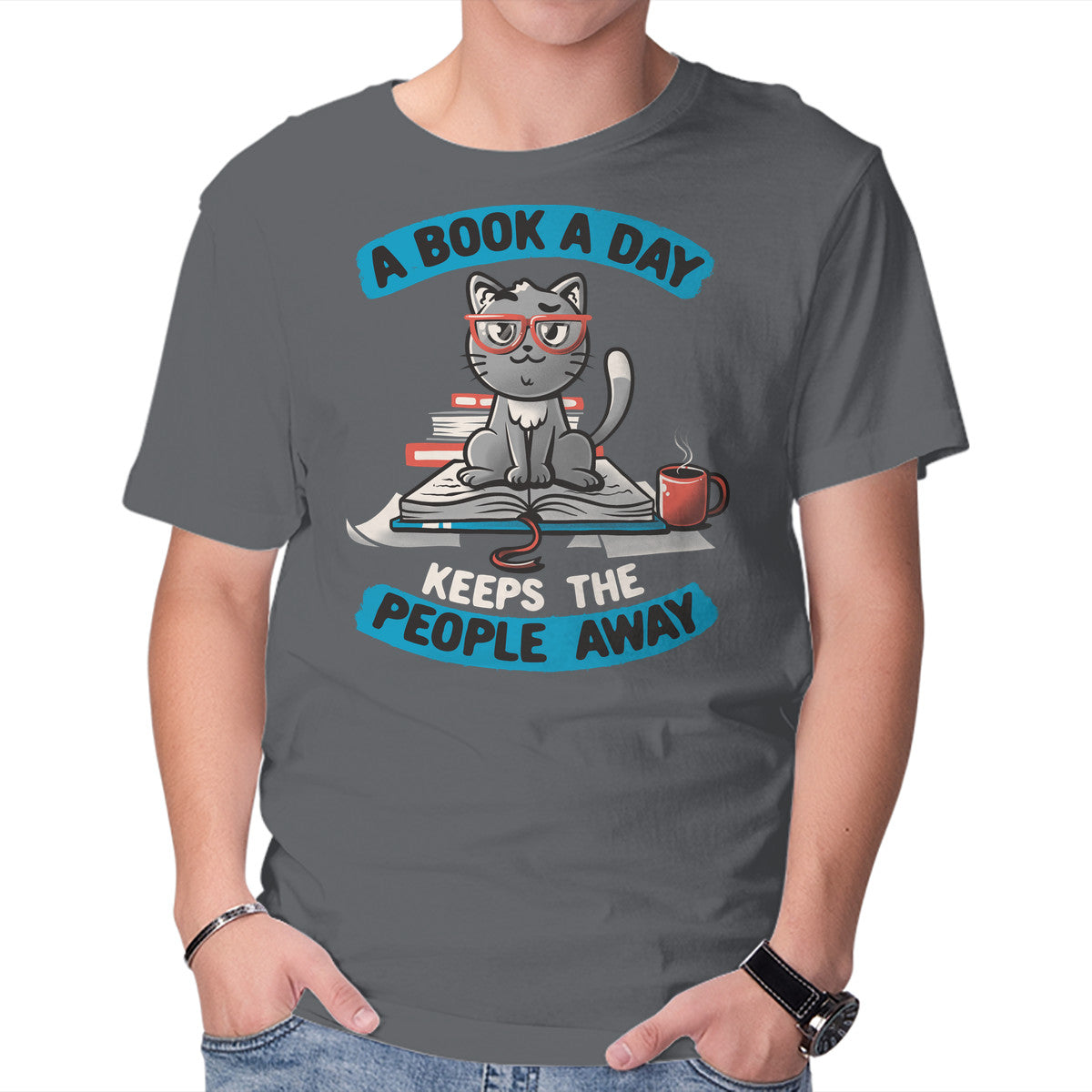 Unisex Crew Neck T-Shirt A Book A Day Graphic Short Sleeve Casual Tee XXXL