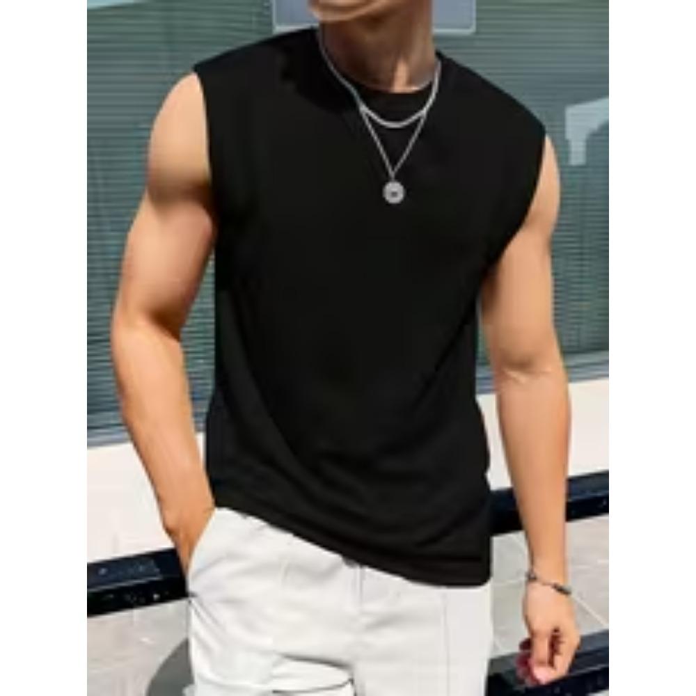 [Casual Sleeveless Vest] Men s Solid Color Casual Sleeveless Vest, Suitable for Outdoor Wear S