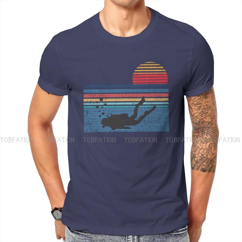 Vintage Retro Newest Tshirts Dive Scuba Diving Men Harajuku Fabric Tops T Shirt Round Neck Oversized
