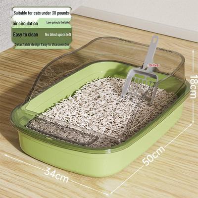 Extra große halbgeschlossene Katzentoilette mit hohem Rand und Schaufel