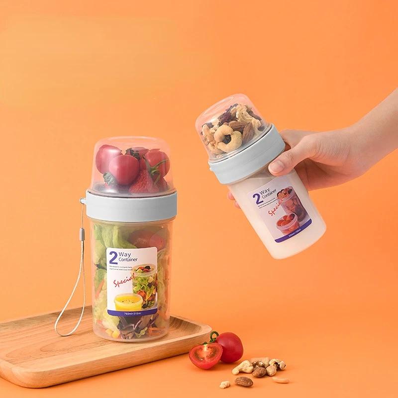 Double-layer Fresh-keeping Box Yogurt Nut Fresh-keeping Container Portable Travel Storage Multi-purpose Food Sealed Container