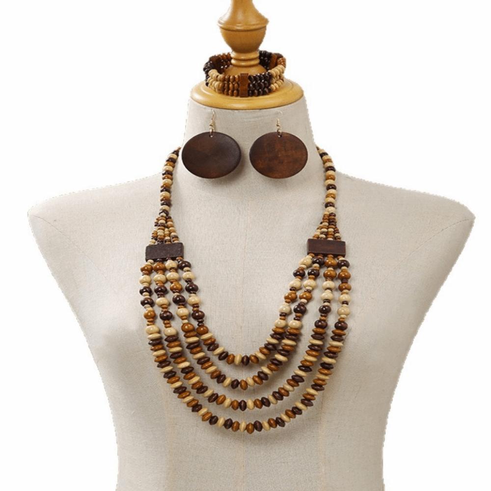 Handmade Vintage Boho Bib Beads Ethnic Style Geometric Beaded Necklace  Jewelry Accessories