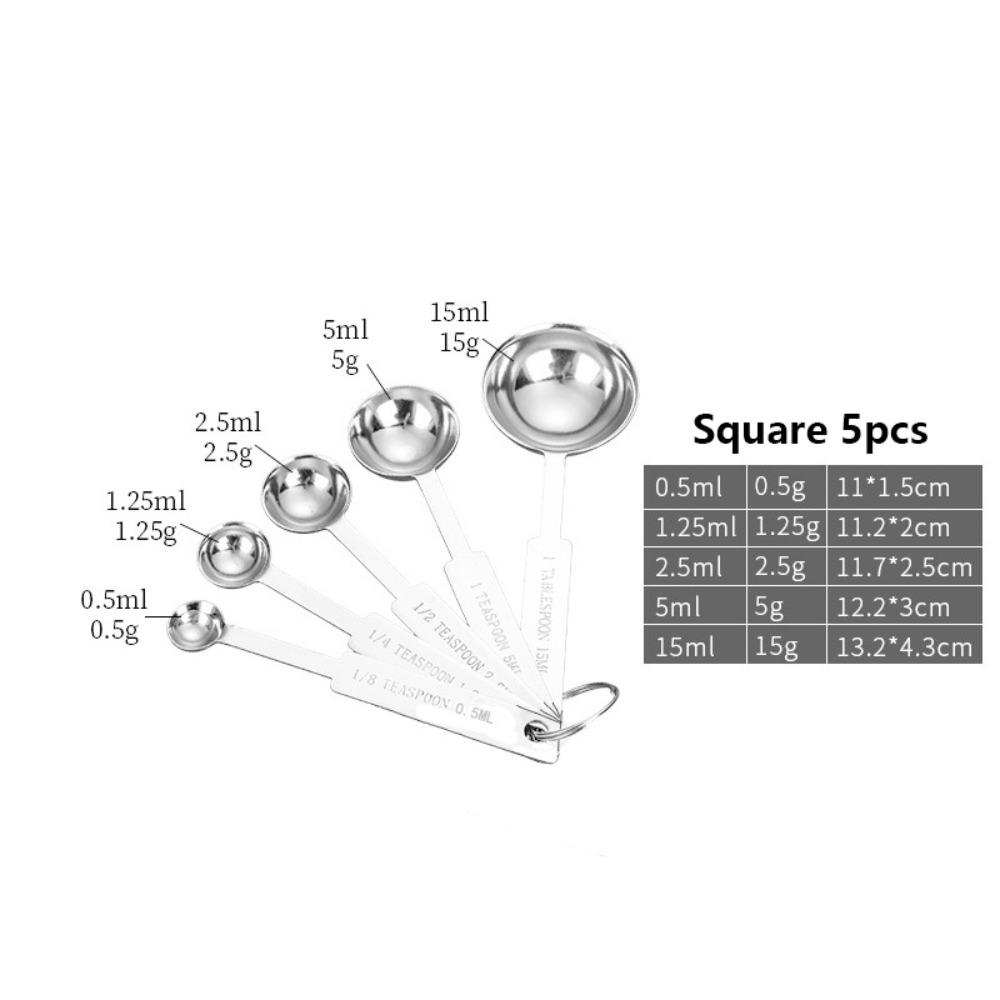With Scale Measuring Spoon Set Stainless Steel Kitchen Measuring Cup  Seasoning Measuring
