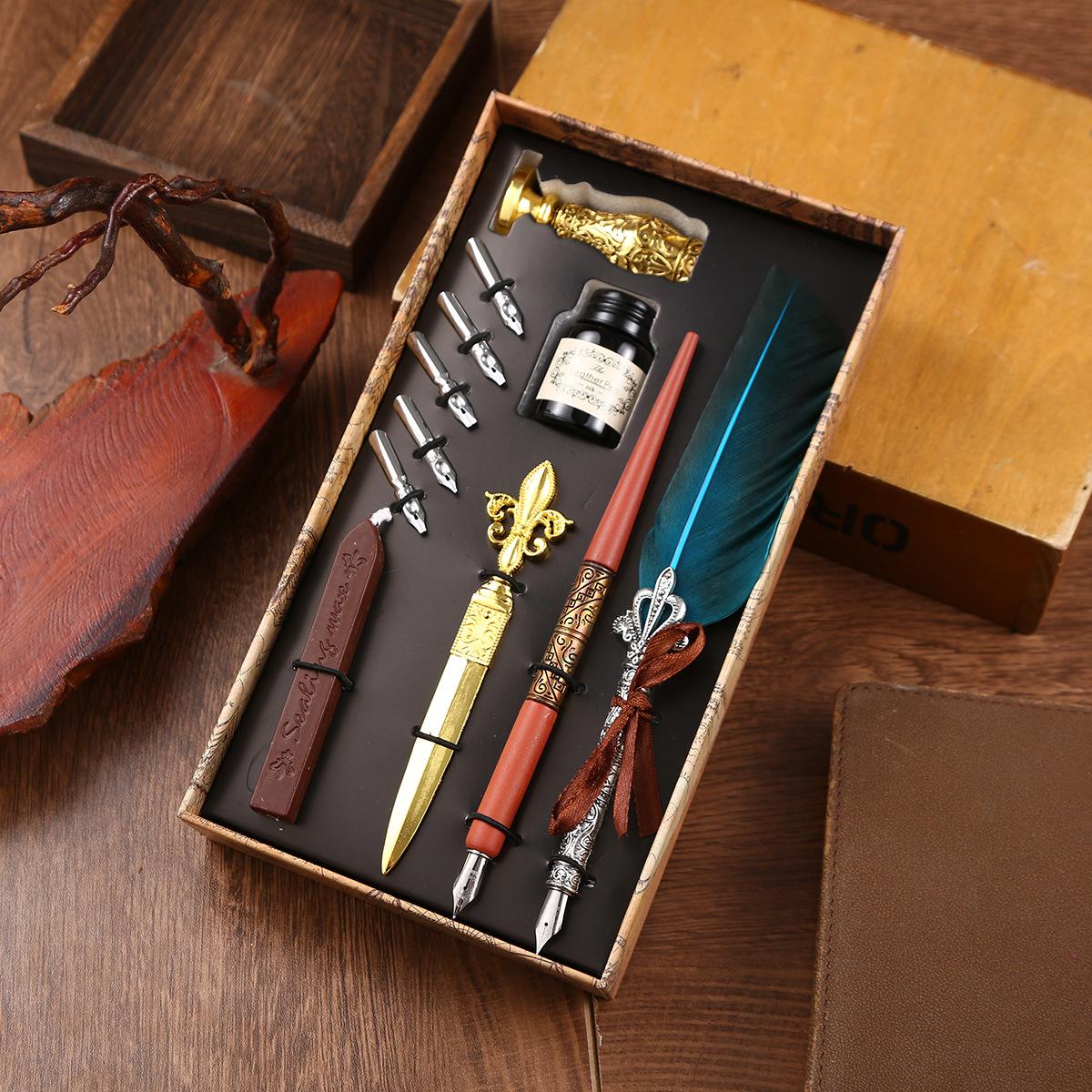 

Британский набор перьев, печать, смоченная водой, подарочная коробка для перьевой ручки, подарочная ручка для одноклассников на День защиты детей 0.5mm