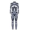 Retro Punk Printed Jumpsuits Fashion Cosplay Performance Costumes Long Sleeve Adult Zentai Suit Mechanical Bodysuit Clothes