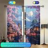 2 Panels Cherry Blossoms in Towns Under Mount Fuji Curtains   Shade and Privacy Protection   Suitable for Decorating Various Rooms
