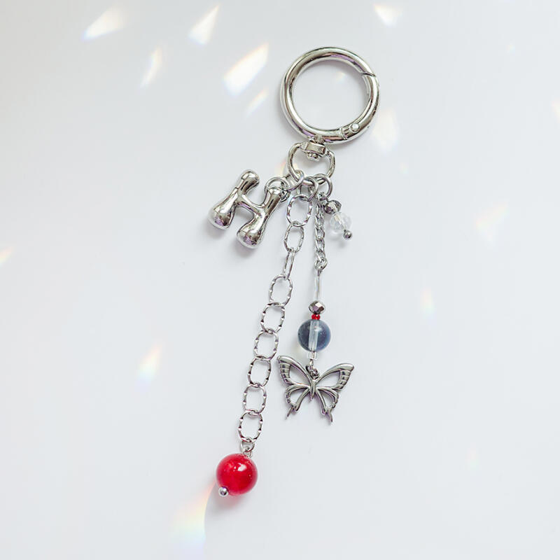 Surgical steel initial butterfly keyring