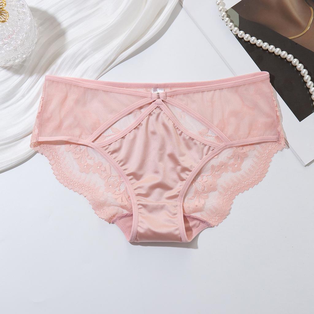Hollow Out Mid Waist Panties Breathable Plus Size Triangle High Elasticity Women’s Panties