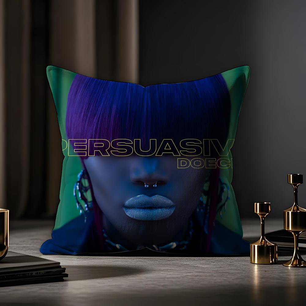 Doechii Album Cushion Cover Anti-dustmite Pillowcase Invisible Zipper Silky Short Plush Sofa Cushion Cover