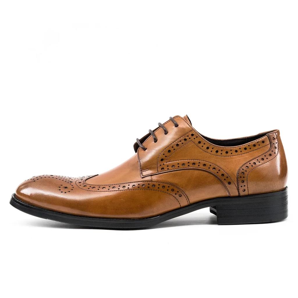 Fashion 2024 New Cowhide Block Carved Men's Shoes Genuine Leather British Men's Shoes Vintage Classic Dress Shoes Handmade High Quality