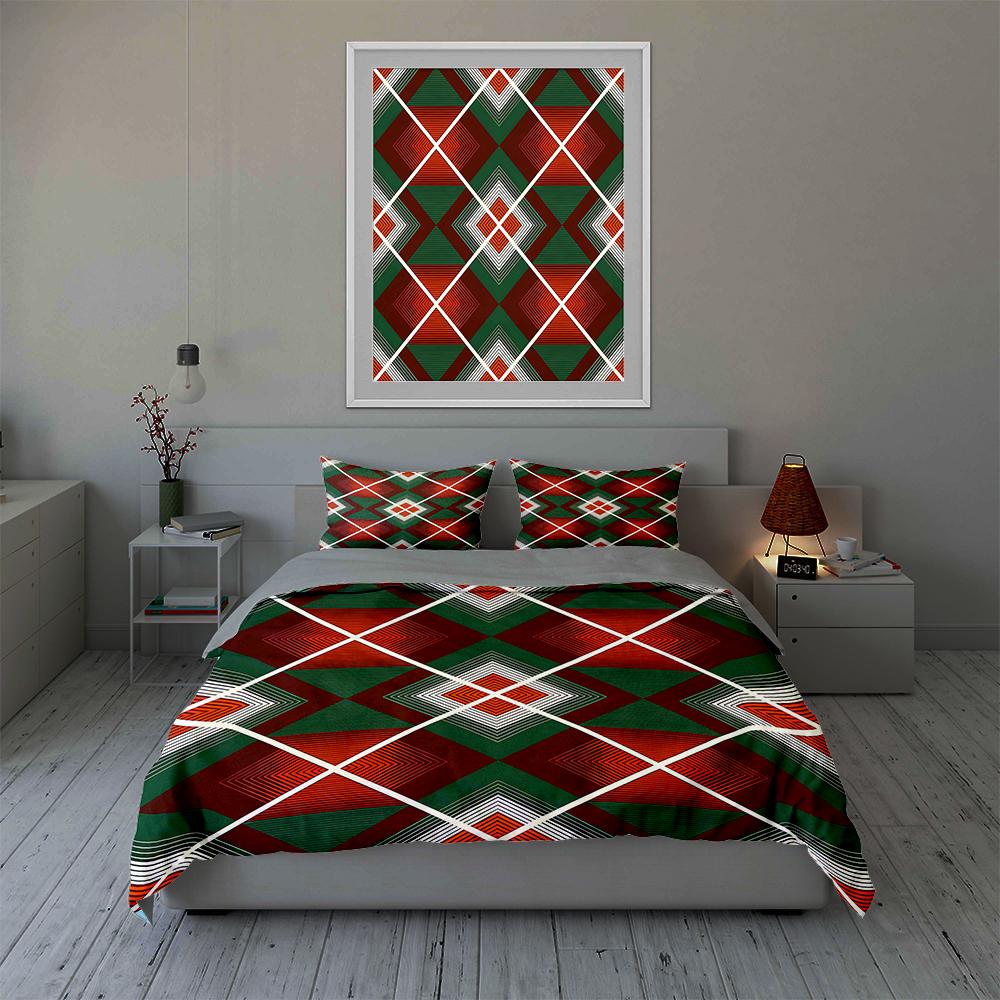 Geometrisch, rautenförmig, gestreift. Bettwäsche Bettbezug-Sets Bettbezüge Kissenbezüge Geschenke (1 * Bettbezug 2 * Kissenbezüge, ohne Bettdecke)