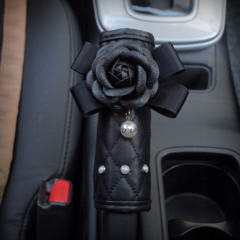 Creative Pearl Camellia Flower Car Safety Seat Belt Cover Shoulder Pad Car Styling Women Auto Seatbelt Gear Shift Covers