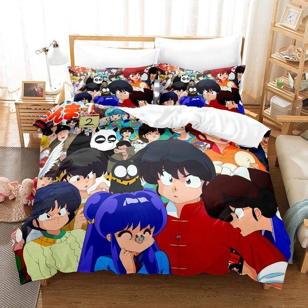 Ranma 1/2 Bedding Set Single Twin Full Queen King Size Bed Set Adult Kid Bedroom Duvet Cover Sets 3D Print Anime Bed Sheet Set