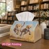 1pc, 2D Flat Printing, Tissue Box with Cheetah Cubs Action Pattern Printed Tissue Box, Suitable for Kitchen, Living Room, Bedroom, And Car, Fashionabl