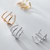 Yousheng 1 Pair Huggie Earrings Rhinestone Contrast Color Claw Shape Hollow Anti-allergy Electroplated Lightweight Stainless Ear Decoration Jewelry
