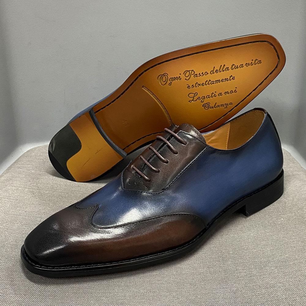 Fashion Mens Dress Shoes Lace-up Classic Style Wingtip Oxford Shoes for Men Luxury Cow Leather Handmade Business Designer Wedding Shoes