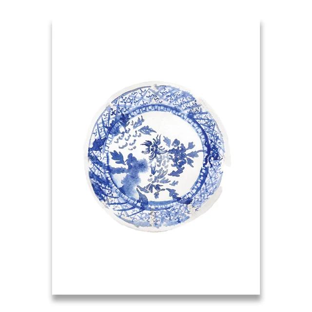 Blue and White Chinese Vase Watercolor Art Prints  Ginger Jar Oriental Porcelain Canvas HD Poster  Elegant Home Wall Decor Paint