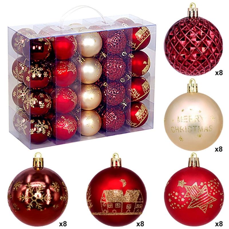 Plastic Christmas Tree Decorations Accessories Colorful Handcrafted Spherical Orbs In Gift Box for Festival Event
