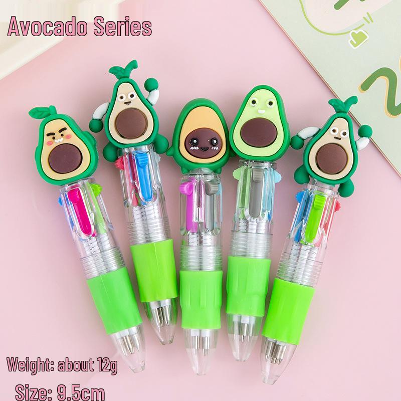 Cartoon Four-Color Ballpoint Pen - Cute Mini Oil Pen for Elementary Students, Learning Stationery, School Rewards, and Gifts
