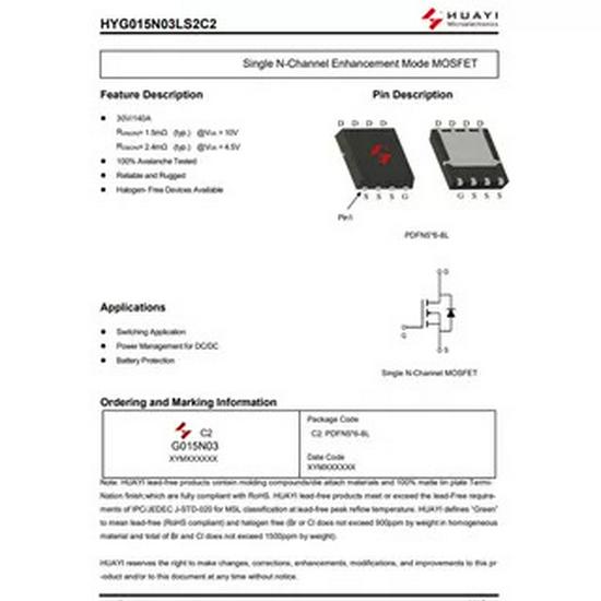 Neuer Original HYG015N03LS2C2 PDFN5x6-8L N-Kanal MOSFET