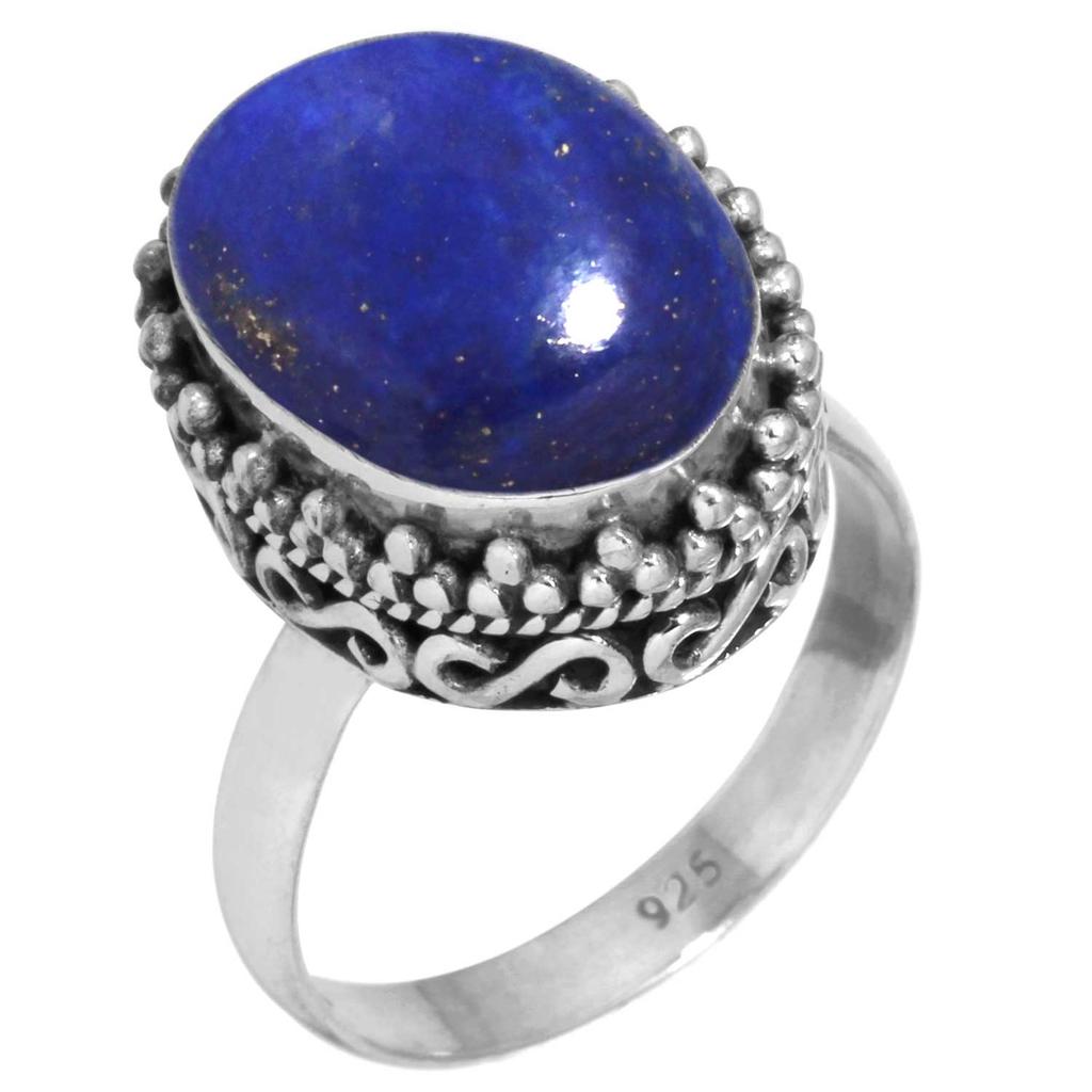 925 Sterling Silver Ring Women Gemstone Handmade Jewelry Anniversary Gift Blue Green Purple Copper Turquoise Pearl Lapis Mother Of Pearl Boho