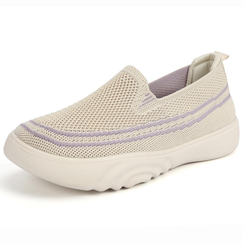 Women's Breathable Fly-Knit Slip-On Shoes: Lightweight, Comfortable, Casual Walking Shoes for Daily Commuting and Older Adults.