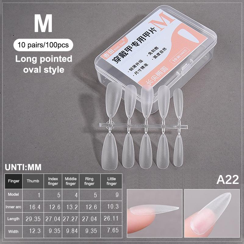 100PCS/Box Fake Nail Tips Medium Design Matte Finish False Nails Manicure Tool Extension Press On Nails