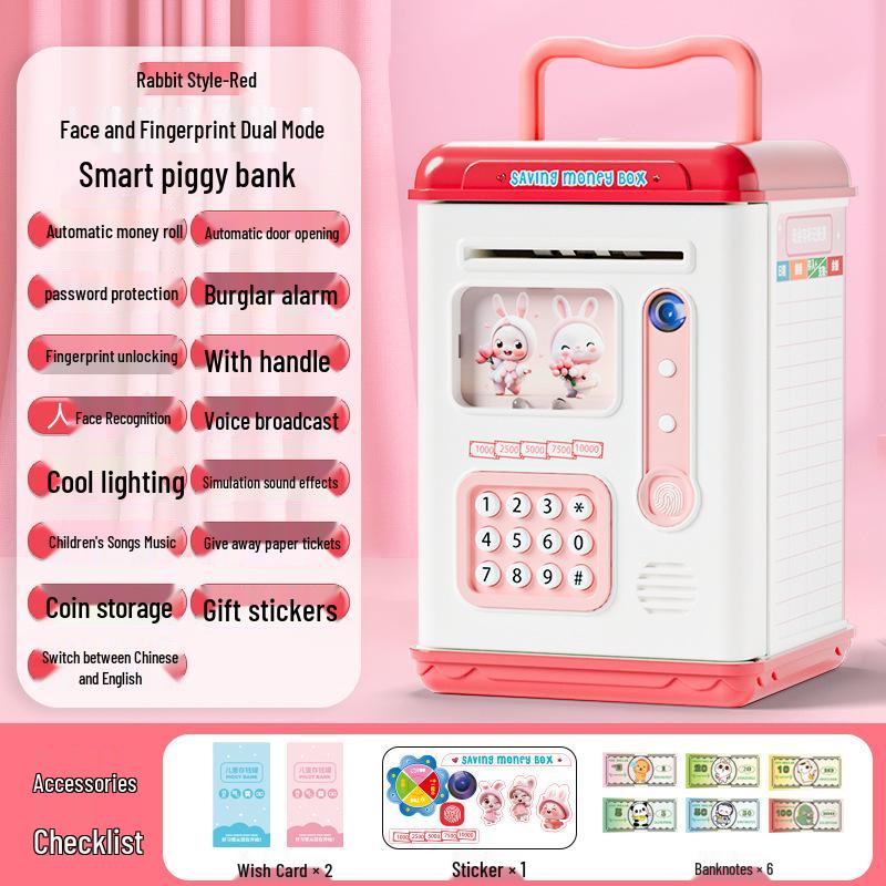 Large Capacity Cartoon Piggy Bank with Auto Deposit/Withdrawal & Password Lock – Safe Gift for Kids