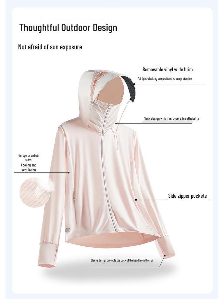 UPF100+ Ice Silk Sun Protection Jacket with Removable Brim - Anti-UV, Cooling, Breathable for Outdoor Use