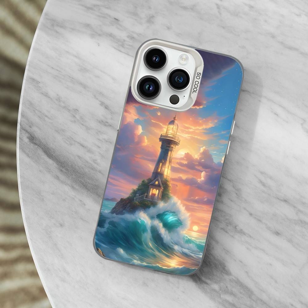 Guidelines Art Lighthouse Phone Case For iPhone 13,15,14,16,12,11,Mini,MAXXS,Pro,SE, White Matte Shockproof Cover